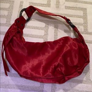 NWOT Express red satin like small shoulder purse